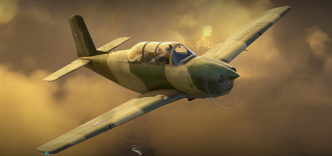 T-34B Mentor em voo - vista lateral